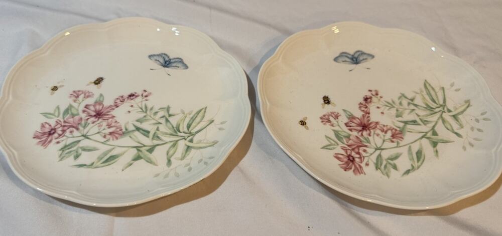 Lenox Butterfly Meadow Swallowtail Luncheon Plates 9” Set of 2 Louise Le Luyer